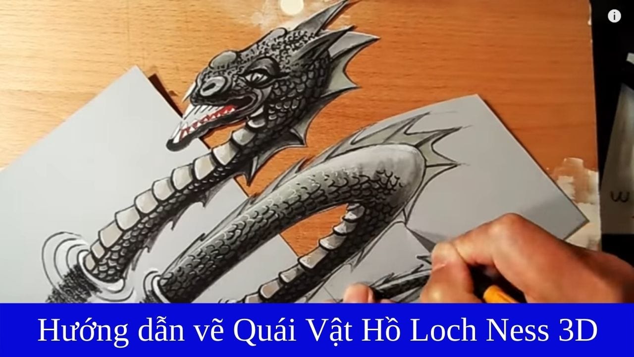Hướng dẫn vẽ Quái Vật Hồ Loch Ness 3D 19 Hướng dẫn vẽ tranh 3d quái vật hồ Loch Ness (nguồn internet)
