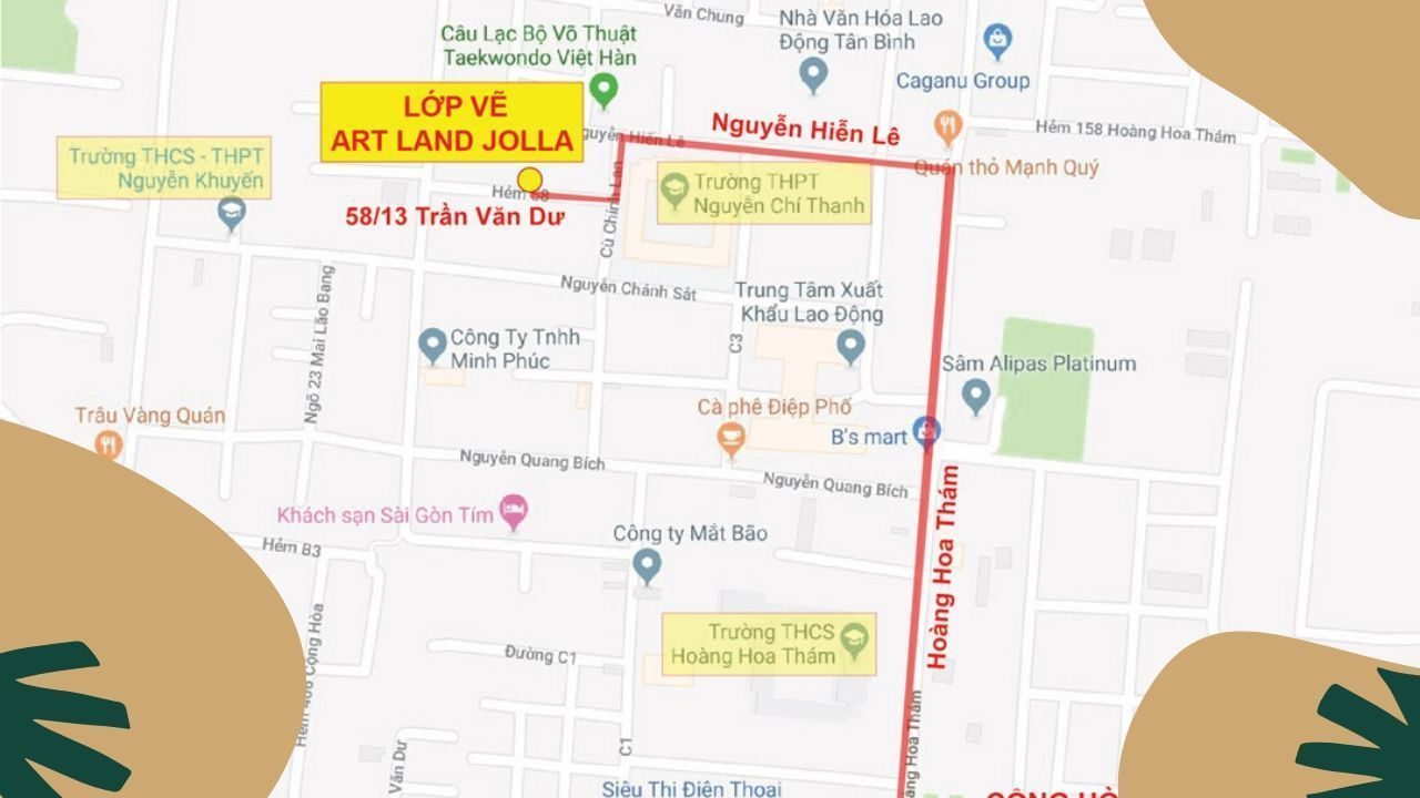 Bản đồ trung tâm dạy vẽ mỹ thuật quận tân bình - Jolla