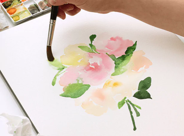 vẽ hoa bằng màu nước